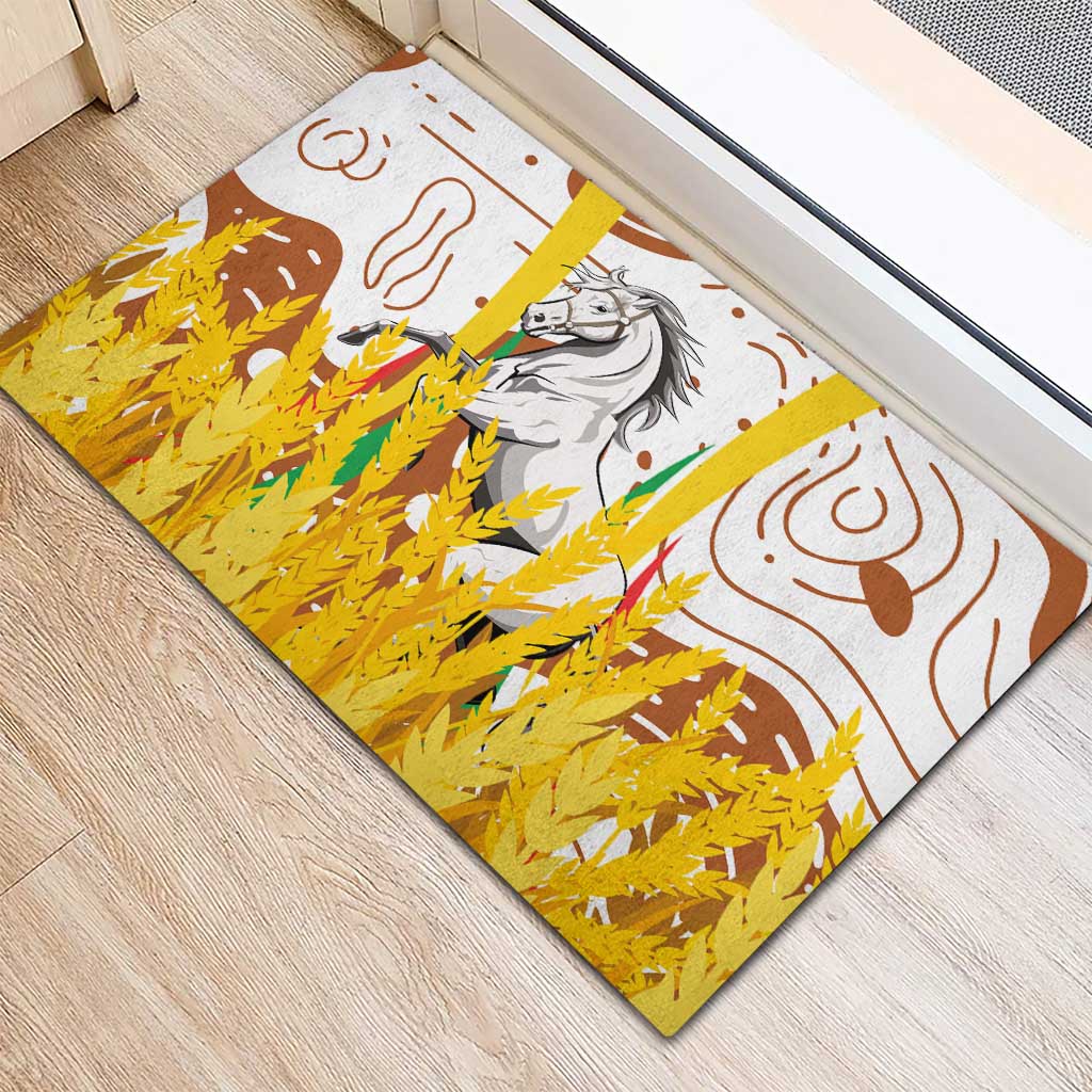 Burkina Faso Rising Horse Rubber Doormat Golden Harvest and National Pride - African Pride