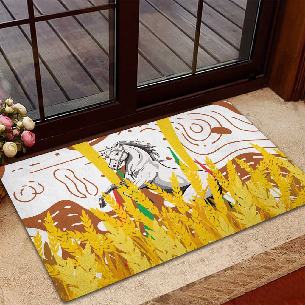 Burkina Faso Rising Horse Rubber Doormat Golden Harvest and National Pride - African Pride