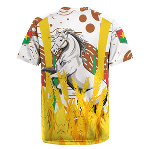 Burkina Faso Rising Horse Rugby Jersey Golden Harvest and National Pride - African Pride