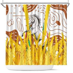 Burkina Faso Rising Horse Shower Curtain Golden Harvest and National Pride - African Pride
