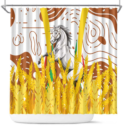Burkina Faso Rising Horse Shower Curtain Golden Harvest and National Pride - African Pride