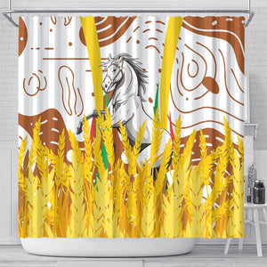 Burkina Faso Rising Horse Shower Curtain Golden Harvest and National Pride - African Pride