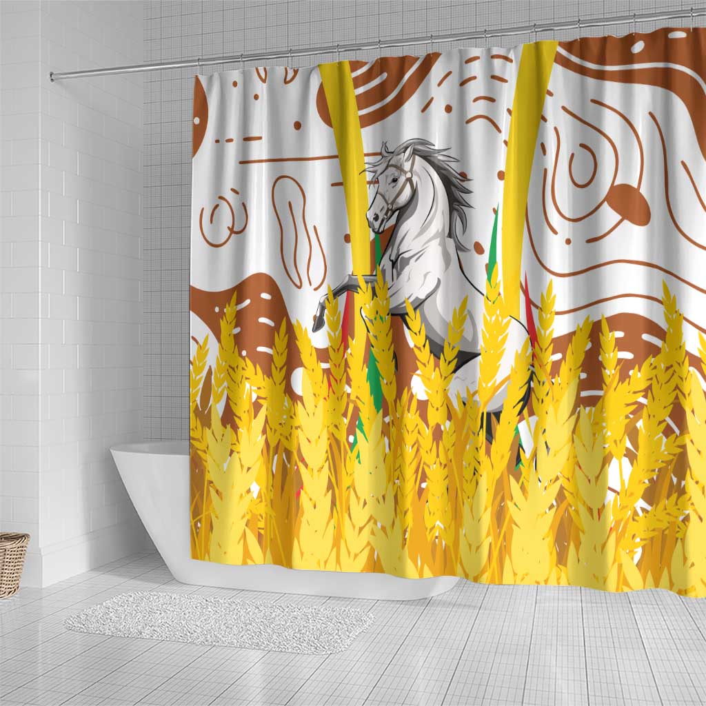 Burkina Faso Rising Horse Shower Curtain Golden Harvest and National Pride - African Pride
