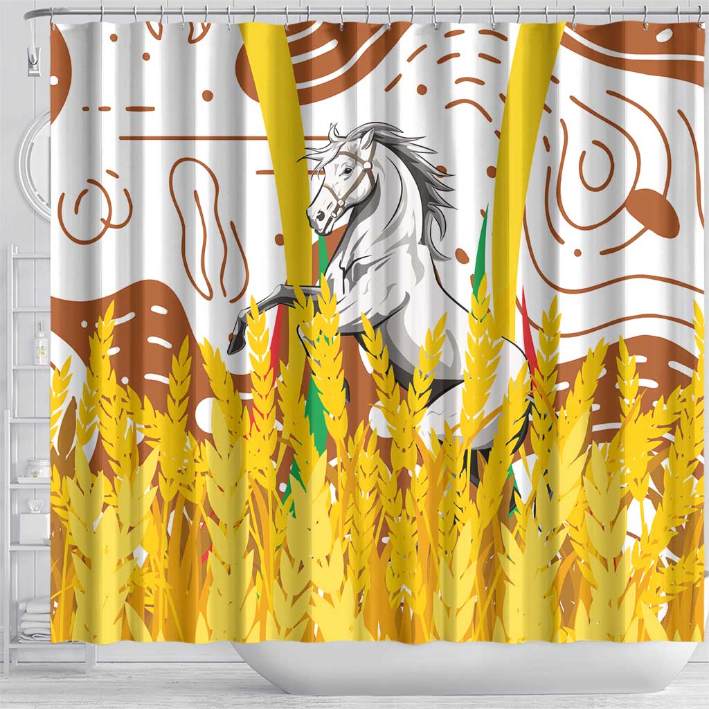 Burkina Faso Rising Horse Shower Curtain Golden Harvest and National Pride - African Pride