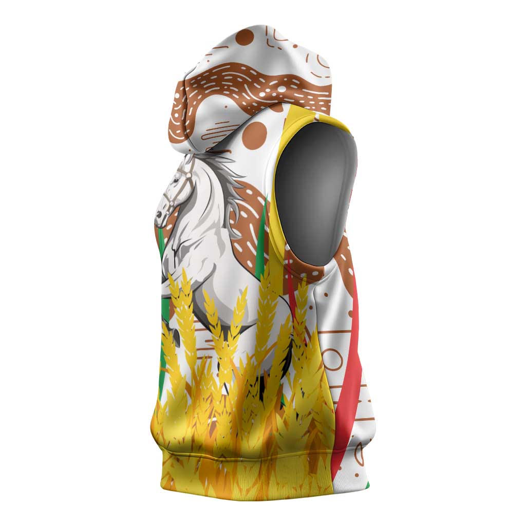 Burkina Faso Rising Horse Sleeveless Hoodie Golden Harvest and National Pride - African Pride