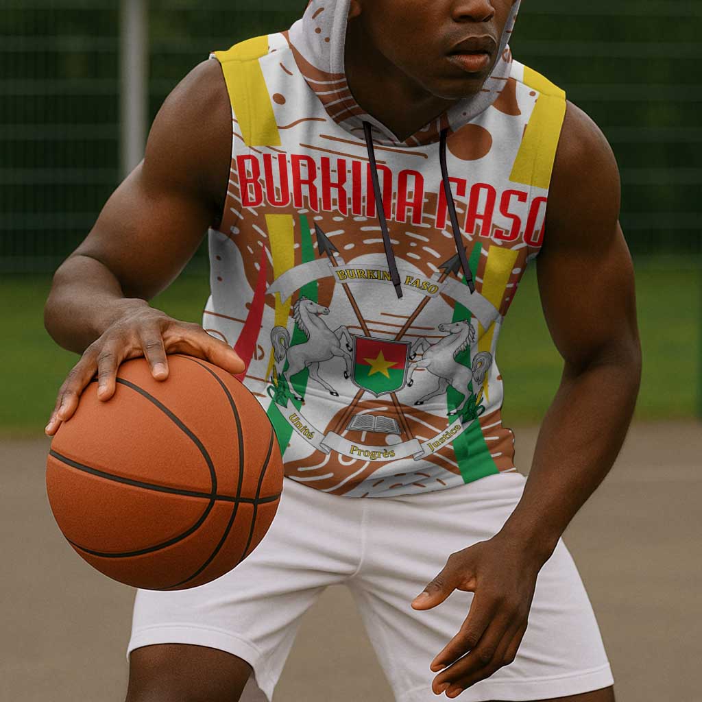Burkina Faso Rising Horse Sleeveless Hoodie Golden Harvest and National Pride - African Pride