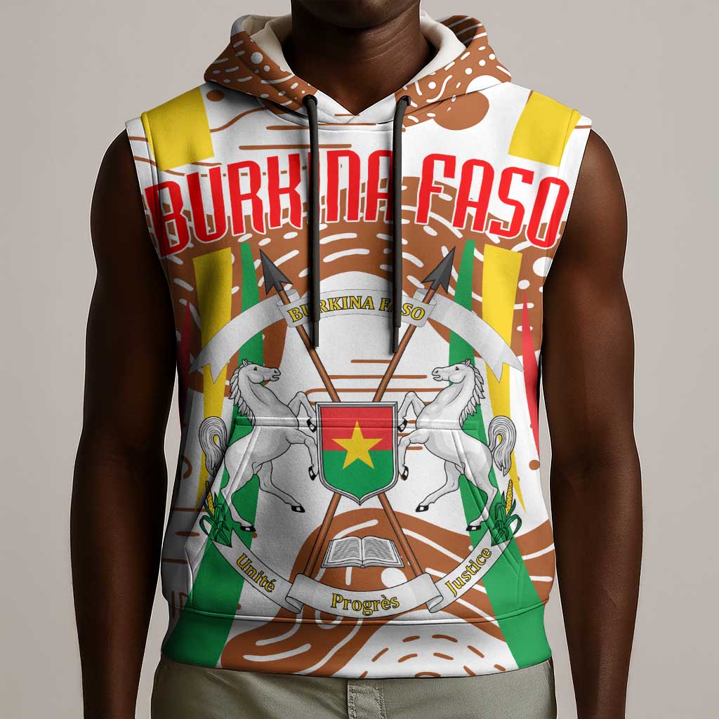 Burkina Faso Rising Horse Sleeveless Hoodie Golden Harvest and National Pride - African Pride