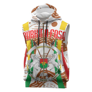 Burkina Faso Rising Horse Sleeveless Zip Hoodie Golden Harvest and National Pride - African Pride