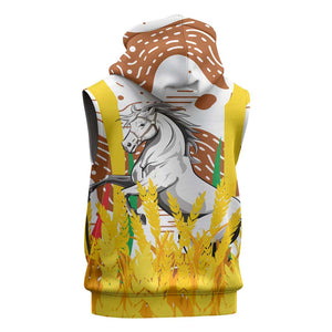 Burkina Faso Rising Horse Sleeveless Zip Hoodie Golden Harvest and National Pride - African Pride