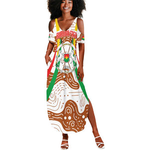 Burkina Faso Rising Horse Summer Maxi Dress Golden Harvest and National Pride - African Pride