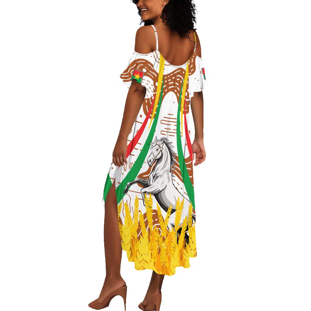 Burkina Faso Rising Horse Summer Maxi Dress Golden Harvest and National Pride - African Pride