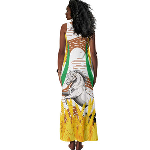 Burkina Faso Rising Horse Tank Maxi Dress Golden Harvest and National Pride - African Pride