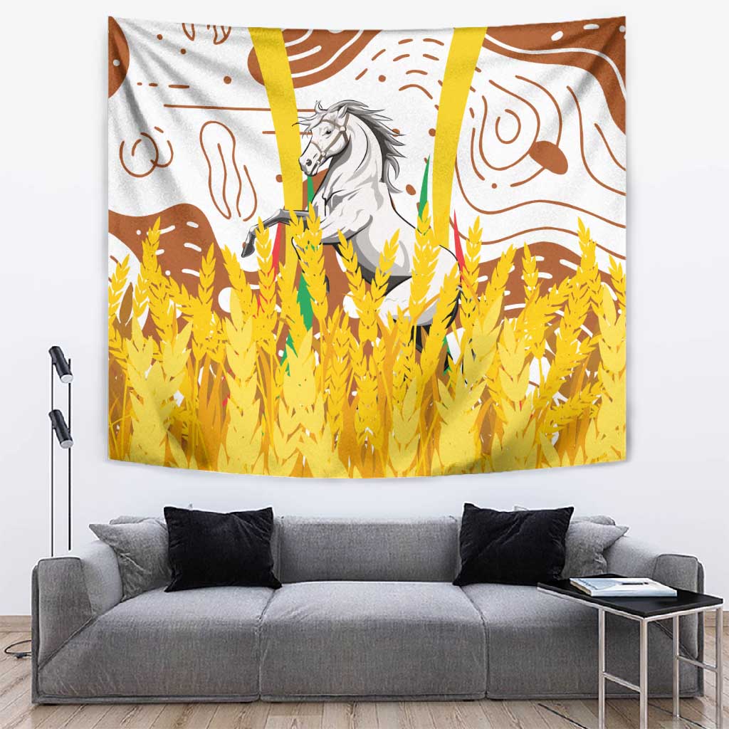 Burkina Faso Rising Horse Tapestry Golden Harvest and National Pride - African Pride