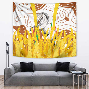 Burkina Faso Rising Horse Tapestry Golden Harvest and National Pride - African Pride
