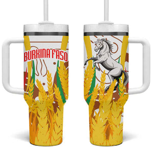 Burkina Faso Rising Horse Tumbler With Handle Golden Harvest and National Pride - African Pride