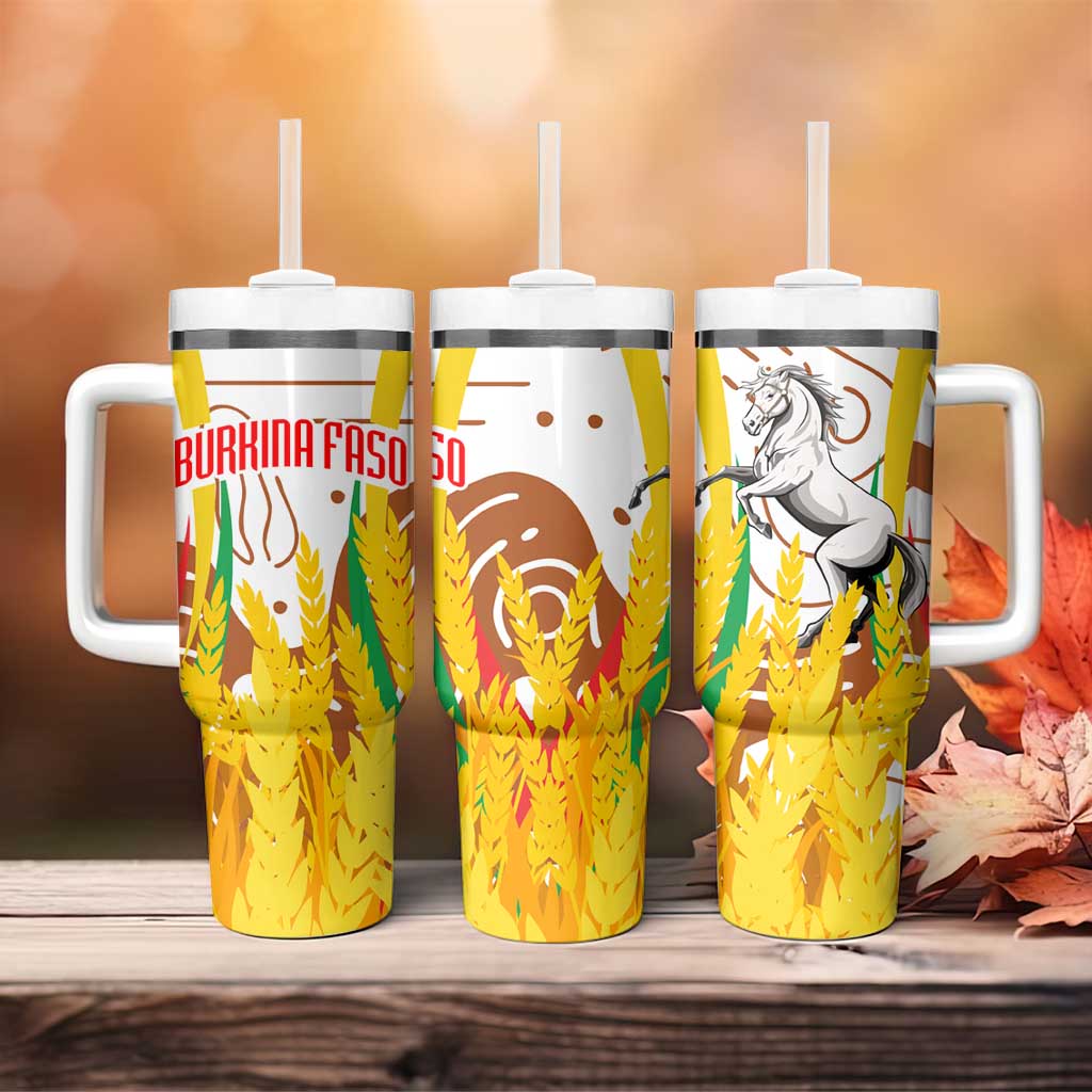 Burkina Faso Rising Horse Tumbler With Handle Golden Harvest and National Pride - African Pride