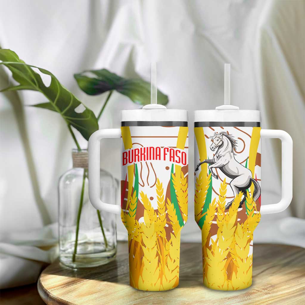 Burkina Faso Rising Horse Tumbler With Handle Golden Harvest and National Pride - African Pride