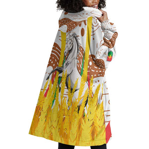 Burkina Faso Rising Horse Wearable Blanket Hoodie Golden Harvest and National Pride - African Pride