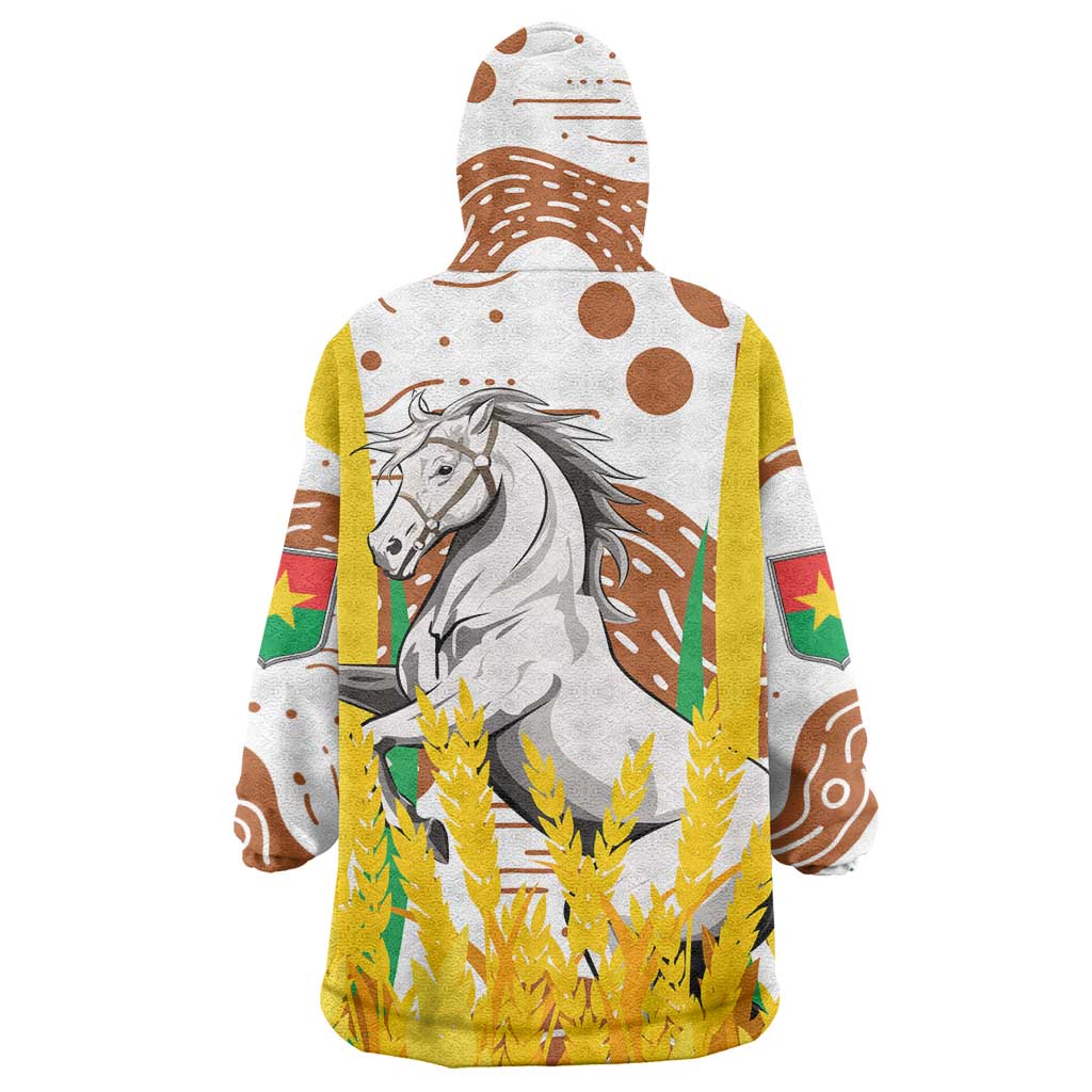 Burkina Faso Rising Horse Wearable Blanket Hoodie Golden Harvest and National Pride - African Pride