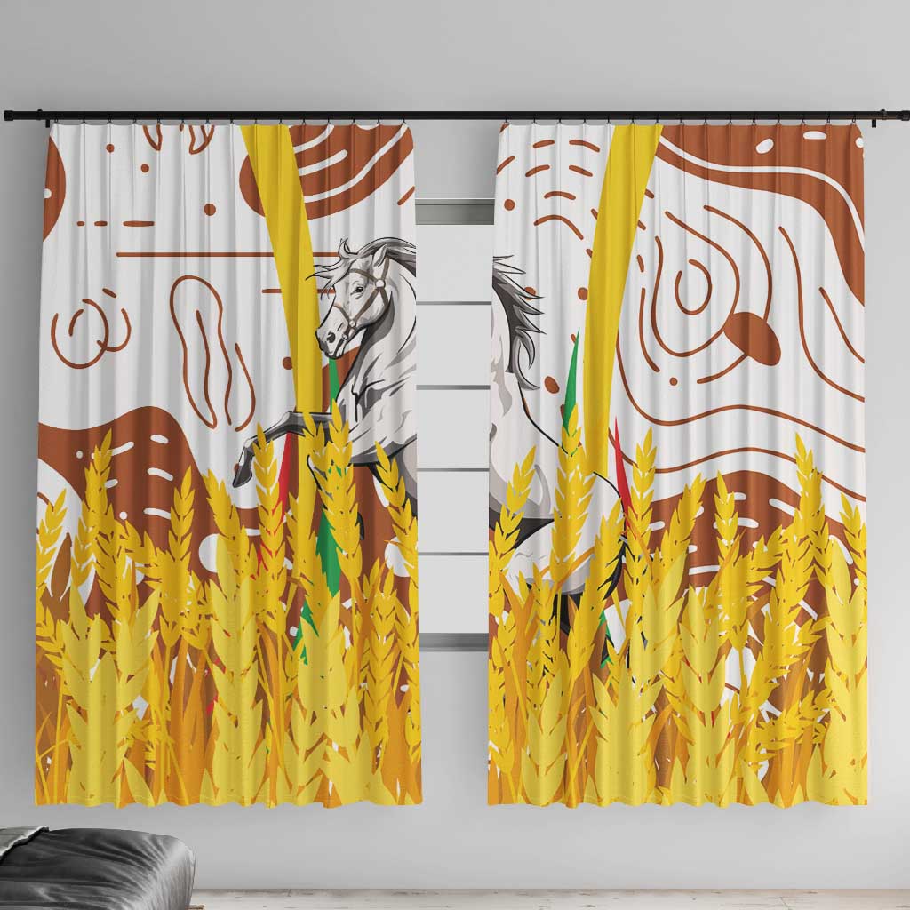 Burkina Faso Rising Horse Window Curtain Golden Harvest and National Pride - African Pride