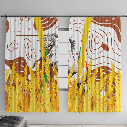 Burkina Faso Rising Horse Window Curtain Golden Harvest and National Pride - African Pride
