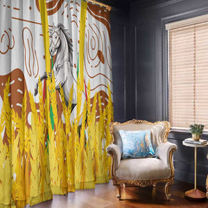 Burkina Faso Rising Horse Window Curtain Golden Harvest and National Pride - African Pride