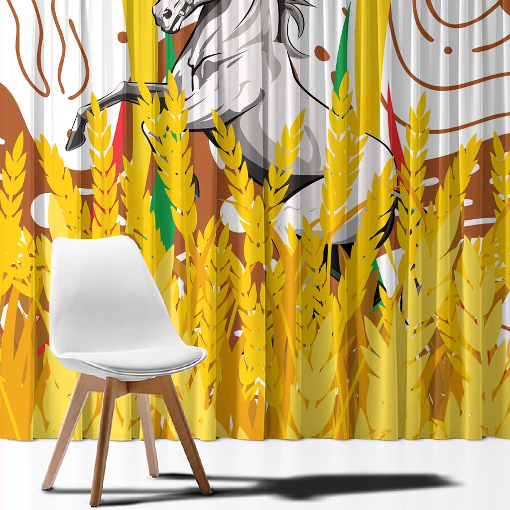 Burkina Faso Rising Horse Window Curtain Golden Harvest and National Pride - African Pride