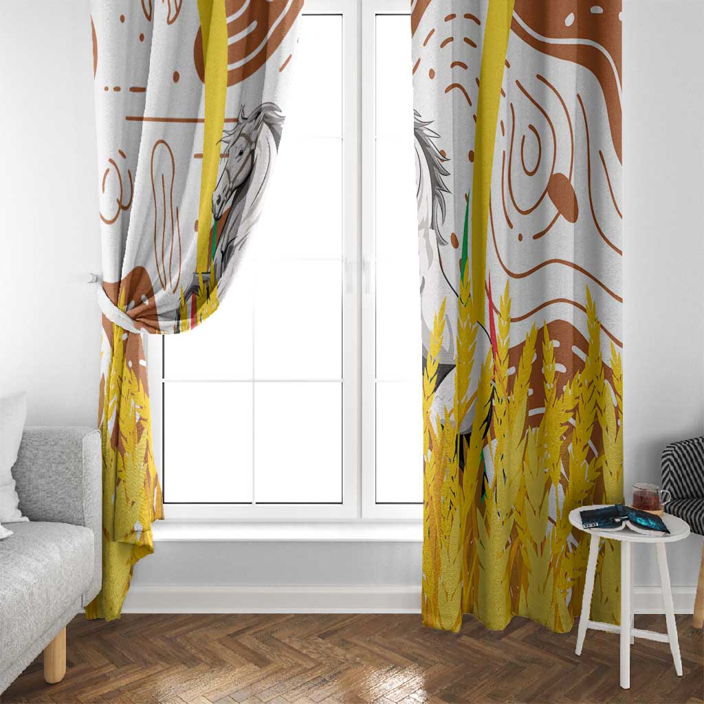 Burkina Faso Rising Horse Window Curtain Golden Harvest and National Pride - African Pride