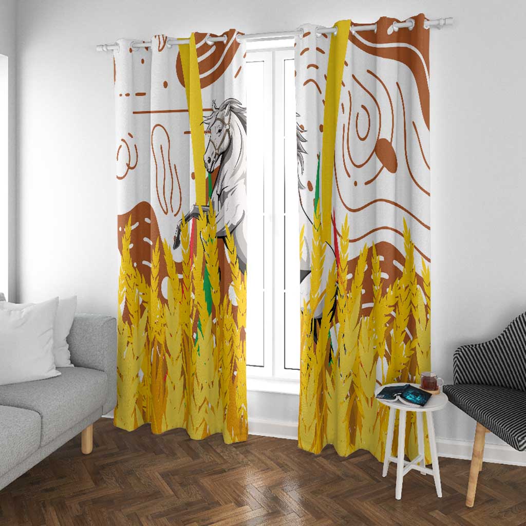 Burkina Faso Rising Horse Window Curtain Golden Harvest and National Pride - African Pride