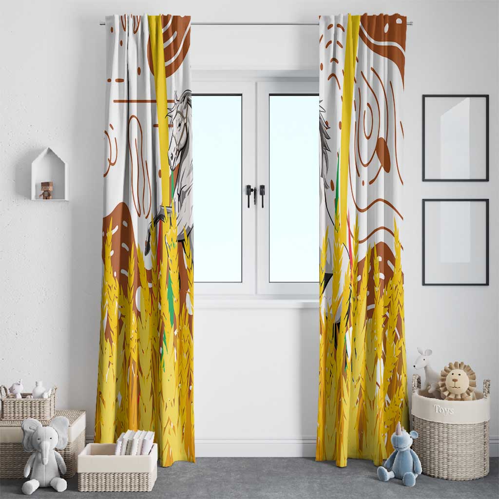 Burkina Faso Rising Horse Window Curtain Golden Harvest and National Pride - African Pride