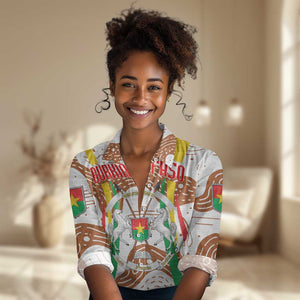 Burkina Faso Rising Horse Women Casual Shirt Golden Harvest and National Pride - African Pride