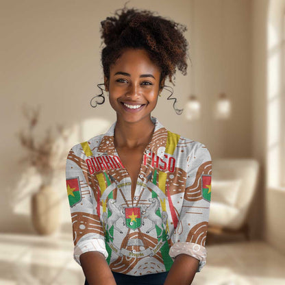Burkina Faso Rising Horse Women Casual Shirt Golden Harvest and National Pride - African Pride