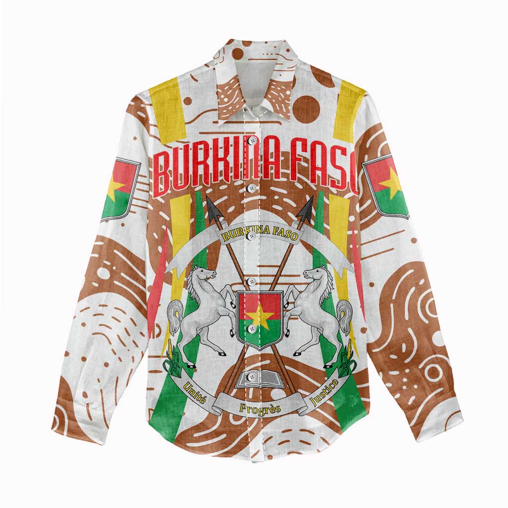 Burkina Faso Rising Horse Women Casual Shirt Golden Harvest and National Pride - African Pride