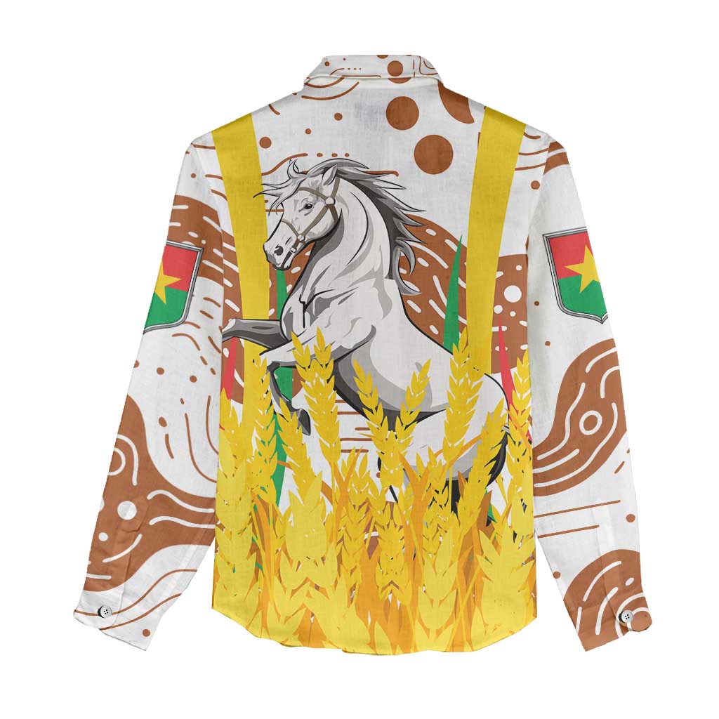 Burkina Faso Rising Horse Women Casual Shirt Golden Harvest and National Pride - African Pride