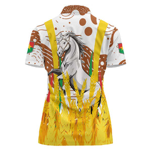 Burkina Faso Rising Horse Women Polo Shirt Golden Harvest and National Pride - African Pride