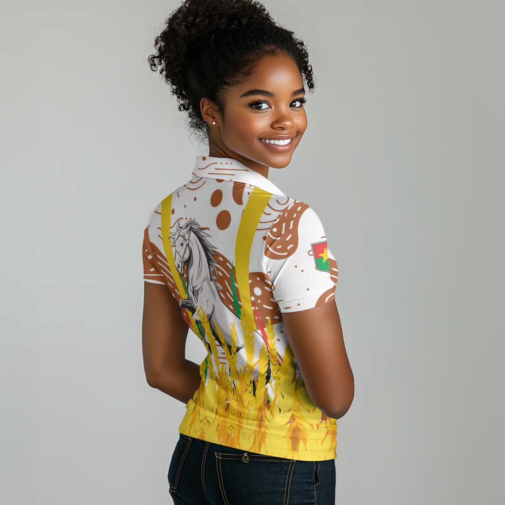 Burkina Faso Rising Horse Women Polo Shirt Golden Harvest and National Pride - African Pride