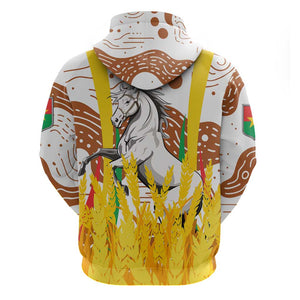 Burkina Faso Rising Horse Zip Hoodie Golden Harvest and National Pride - African Pride