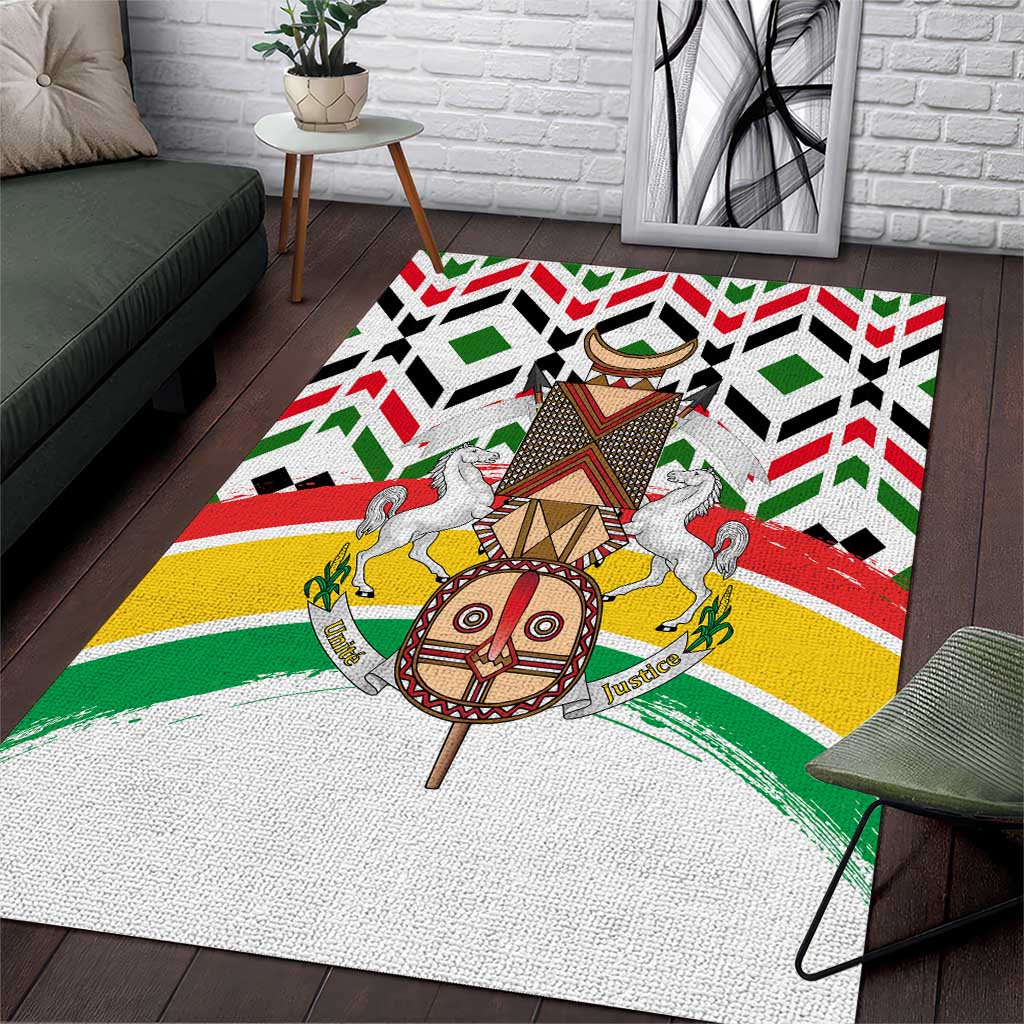 Burkina Faso Area Rug Red Green Black Geometric - African Pride