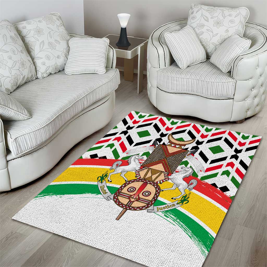 Burkina Faso Area Rug Red Green Black Geometric - African Pride