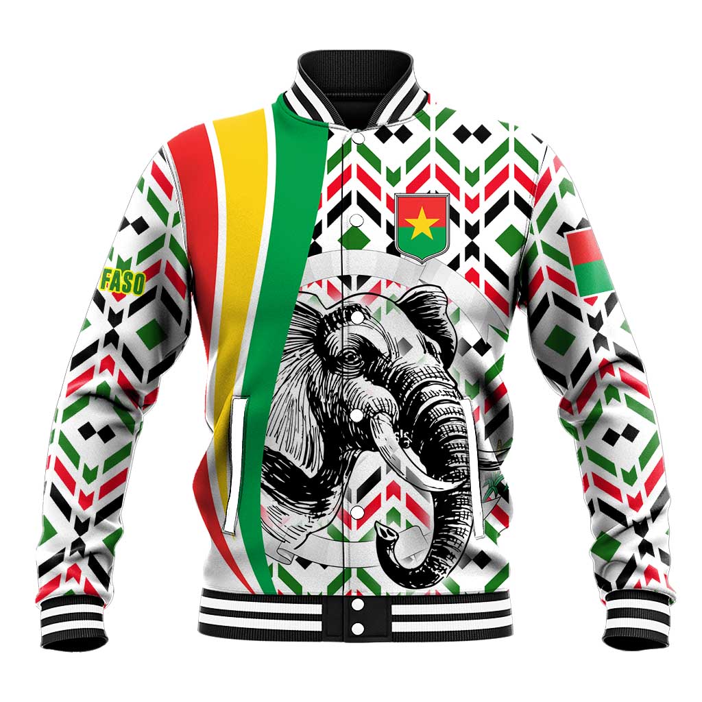 Burkina Faso Baseball Jacket Red Green Black Geometric - African Pride
