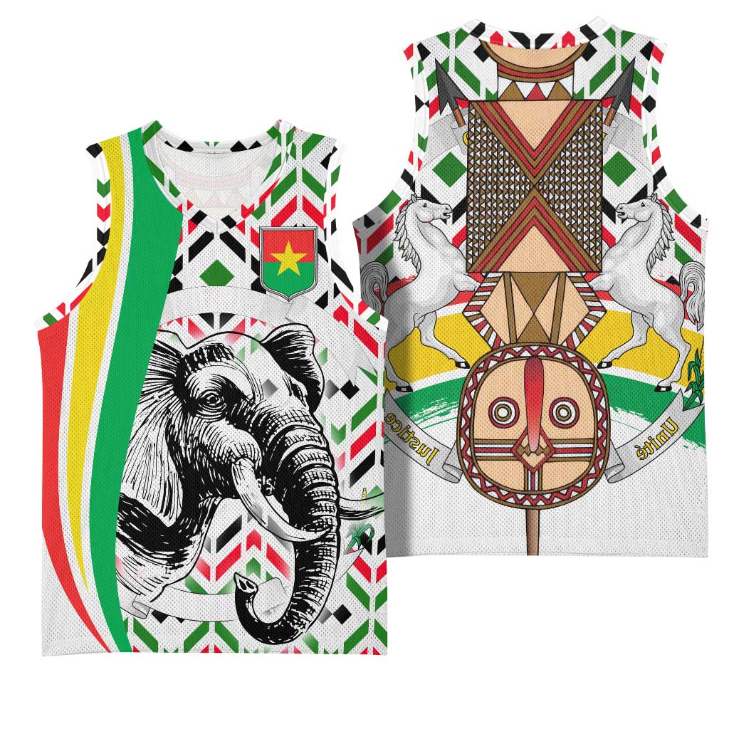 Burkina Faso Basketball Jersey Red Green Black Geometric - African Pride