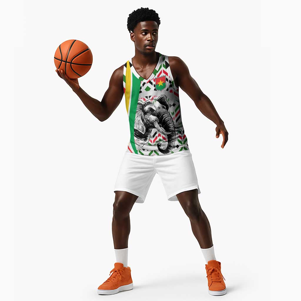 Burkina Faso Basketball Jersey Red Green Black Geometric - African Pride