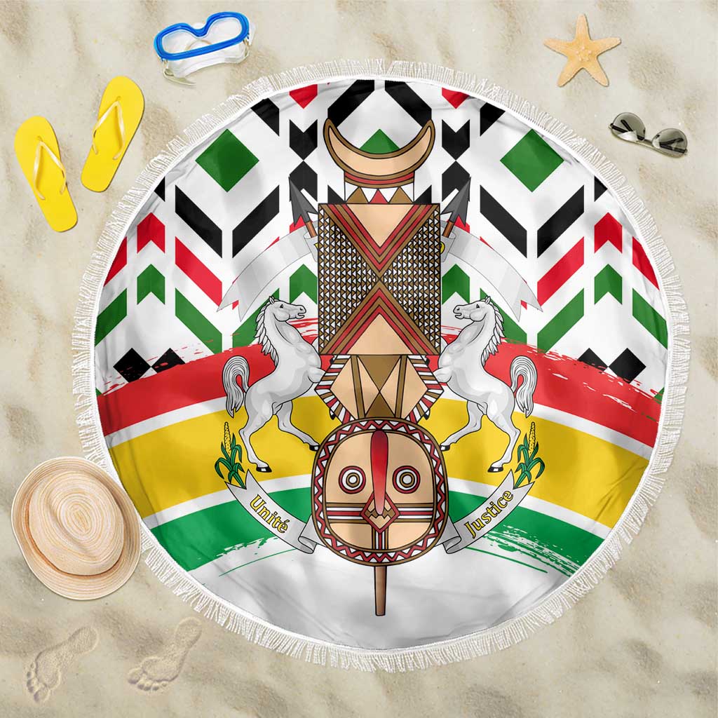 Burkina Faso Beach Blanket Red Green Black Geometric - African Pride