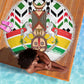 Burkina Faso Beach Blanket Red Green Black Geometric - African Pride