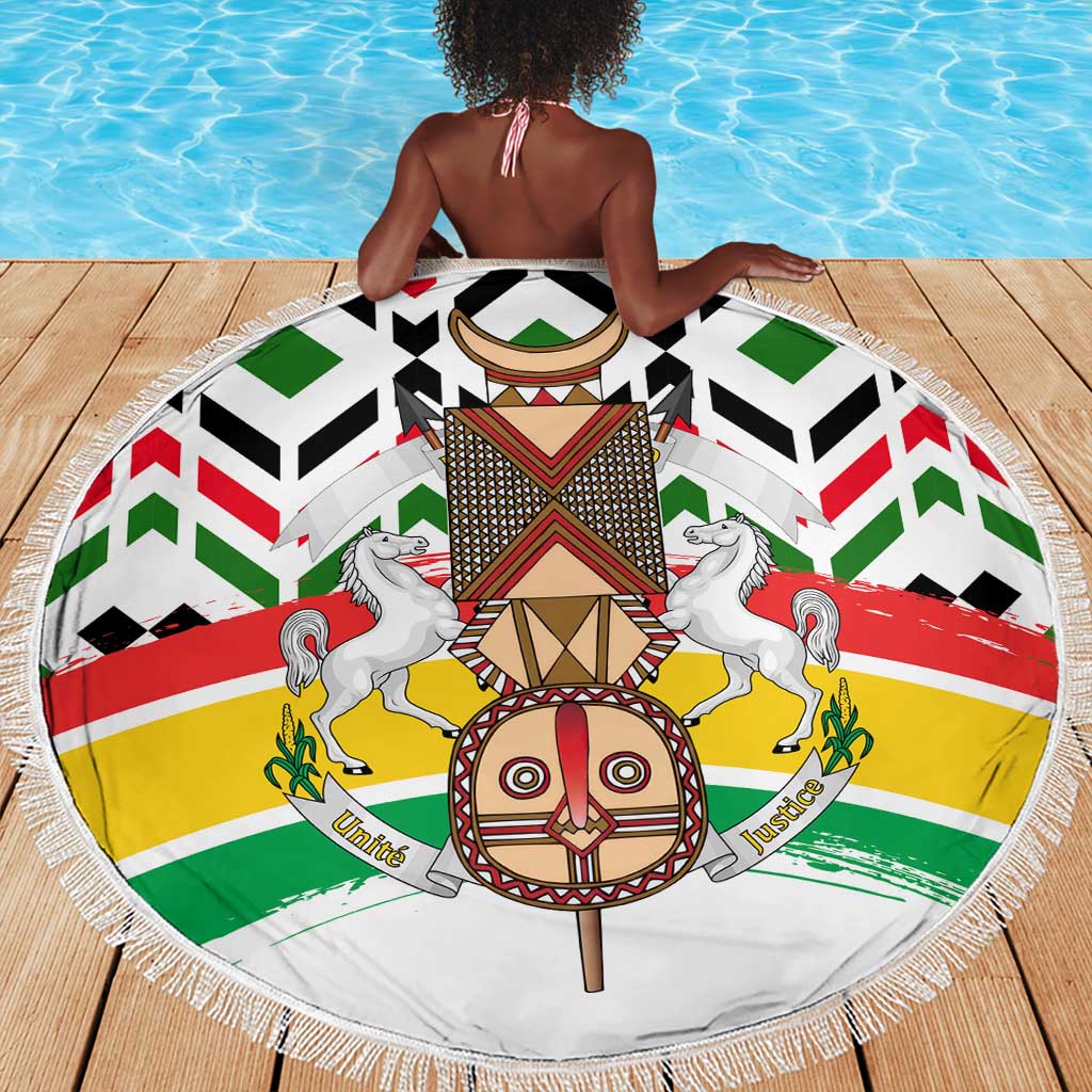 Burkina Faso Beach Blanket Red Green Black Geometric - African Pride