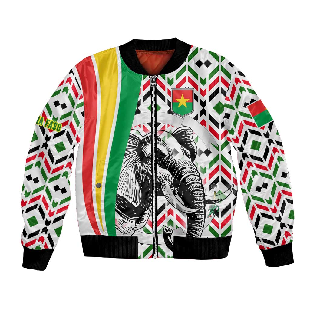 Burkina Faso Bomber Jacket Red Green Black Geometric - African Pride