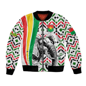 Burkina Faso Bomber Jacket Red Green Black Geometric - African Pride
