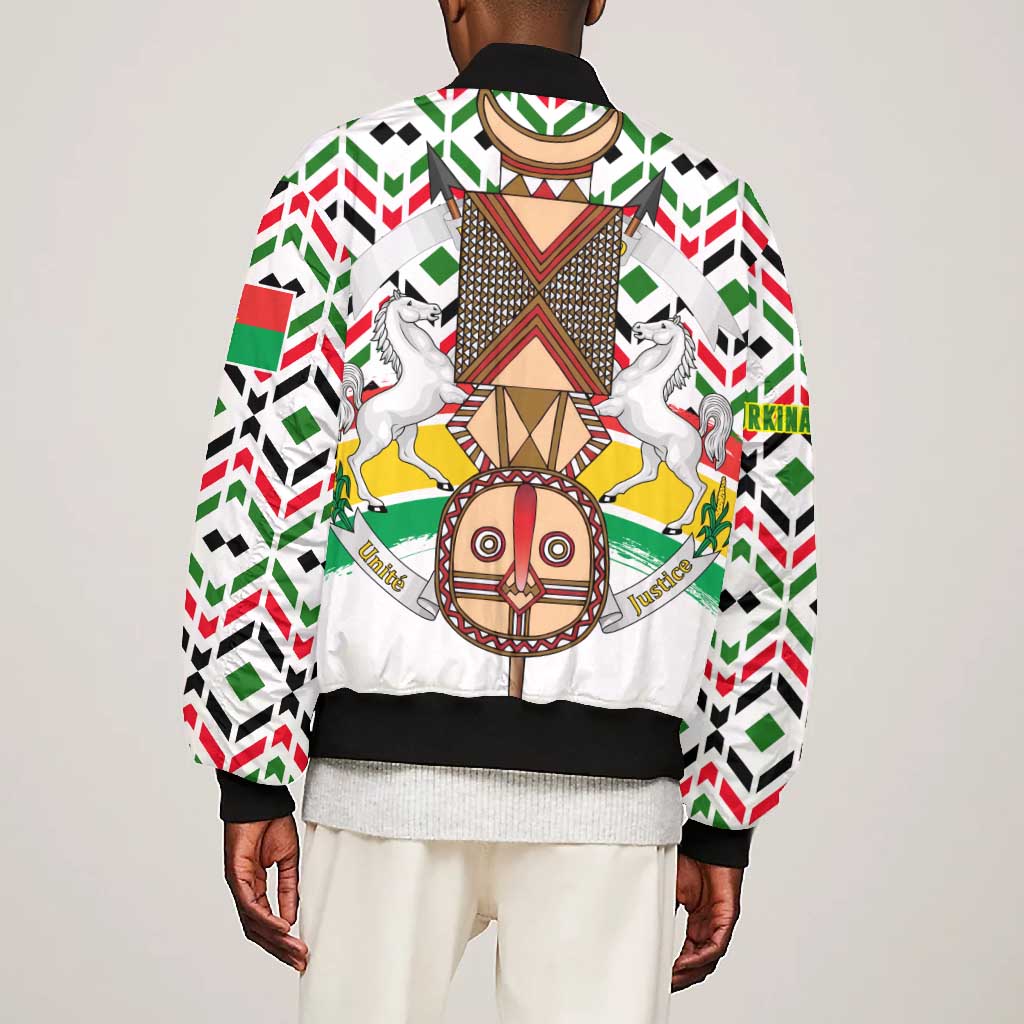 Burkina Faso Bomber Jacket Red Green Black Geometric - African Pride