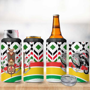 Burkina Faso 4 in 1 Can Cooler Tumbler Red Green Black Geometric - African Pride