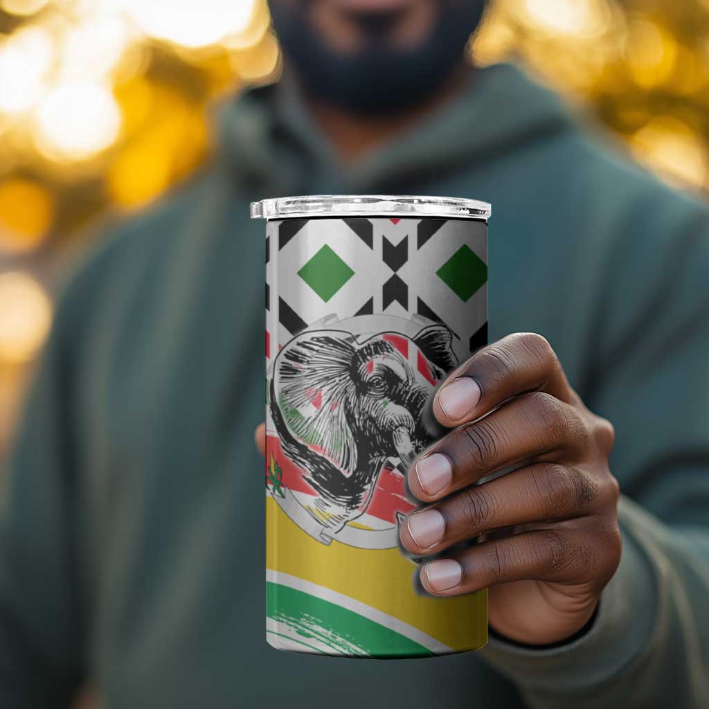 Burkina Faso 4 in 1 Can Cooler Tumbler Red Green Black Geometric - African Pride